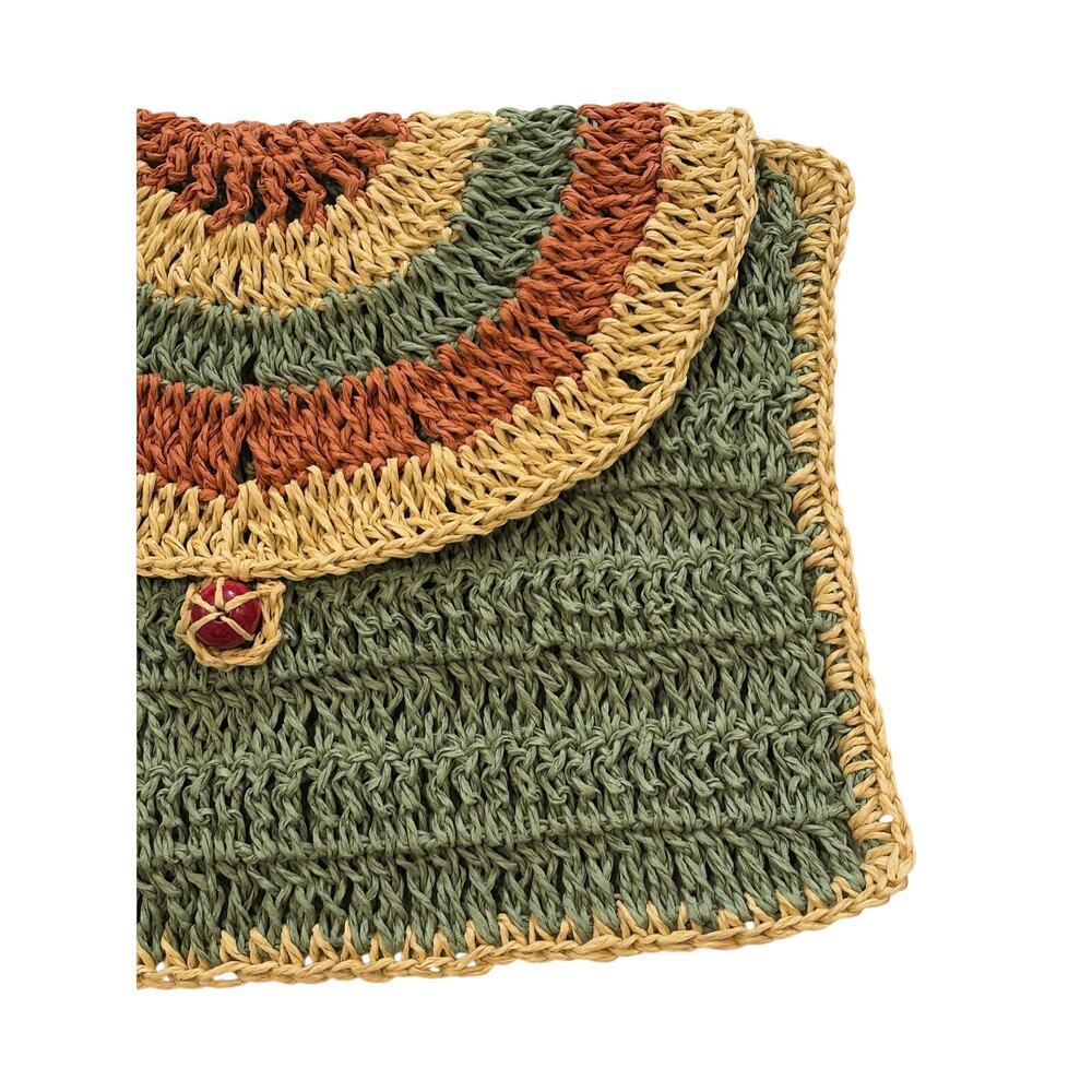Handmade Boho Woven Clutch Bag Fringe Straw Knit Wristlet Beach Purse - Picture 6 of 9
